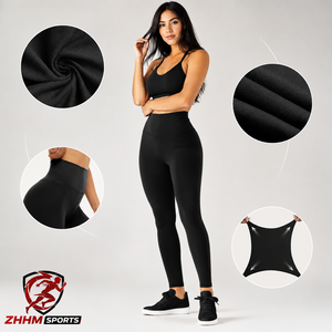 High Elastic Waist Breathable Yoga Leggings Quick Dry Four Way Stretch Workout Pants with Pocket Full Length Activewear - Product Image 4