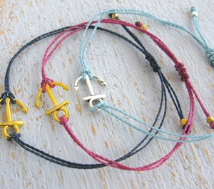 Silver <b>String</b> Anchor Bracelet, <b>Gold</b> <b>String</b> Anchor Bracelet, Anchor Charm Bracelet, Adjustable Bracelet, Simple Anchor Bracelet - Product Image 2