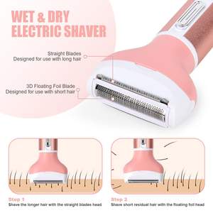 Afeitadora Eléctrica para Mujer 4 en 1, Depiladora Indolora en Húmedo y Seco, Doble Cuchilla para Bikini, Axilas, Piernas y Brazos, Carga USB, Accesorio para Coche - Product Image 2