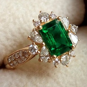 Handmade <b>925</b> Sterling <b>Silver</b> Vintage Green Emerald Engagement <b>Ring</b> Fine Jewelry for Women's Indian Weddings Wholesale Lot Jaipur - Product Image 1