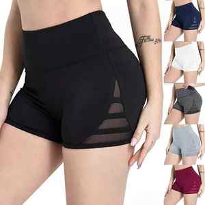 Shorts de sport pour femmes à taille haute avec logo personnalisé, fitness, yoga, sans couture, en spandex/nylon, motif uni, taille élastique, respirant, quatre directions - Product Image 5