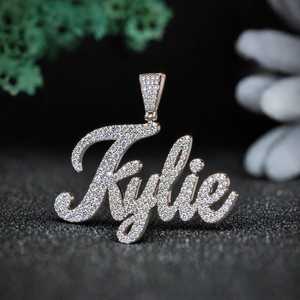 Colgante de Letra Personalizada en Plata 925 con Baño de Rodio, Moissanita, Estilo Hip Hop, Nuevo Colgante con Inicial, Colgante con Letra del Alfabeto - Product Image 2