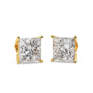 Pendientes de Oro Amarillo de 18 Quilates con Diamantes Princesa de 3.00 Quilates (H-I SI2-SI3) - Product Image 3