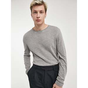 เสื้อยืดถักแขนยาวสีดำอเนกประสงค์สำหรับผู้ชาย - Product Image 6