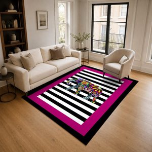 Tapis de salon en chenille antidérapant, imprimé numériquement, lavable en machine, design minimaliste rose prune, vente en gros, RUGS DEPOT LXDP-0784 - Product Image 2