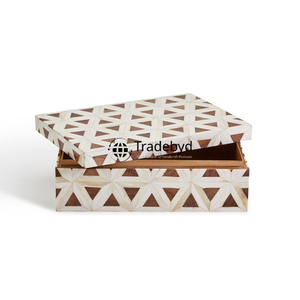 Caja de joyería con incrustaciones de hueso y fregona hecha a mano de primera calidad, almacenamiento de decoración único para acentos interiores elegantes Tradebyd - Product Image 2