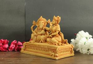 Statue en résine Riddhi Siddhi Ganesh, design Art Déco, faite à la main pour la décoration de la maison et des temples, meilleur cadeau de retour, spécial Diwali - Product Image 4