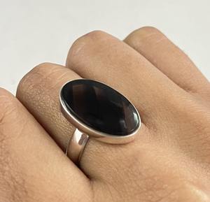 แหวนเงินออบซิเดียนกลางคืนแหวนอัญมณีเที่ยงคืนแหวนเงินรูปหยดน้ำตาแหวนแฮนด์เมดของขวัญหมั้น - Product Image 3