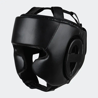 Casque de boxe protecteur pour adultes unisexe en cuir PU couleur unie avec fermeture auto-agrippante