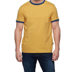 T-shirt Ringer à col rond en coton 100% pour homme, coupe ajustée, poids lourd, vêtements pour homme en gros - Product Image 1