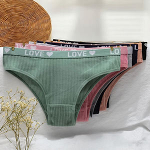 Sous-vêtements en coton mince pour femmes mi-hauteur Sexy tongs solides Yoga Fitness sport respirant dentelle écologique sans couture tricoté - Product Image 6