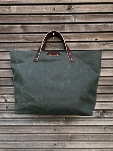 Sac fourre-tout en toile cirée avec poignées en cuir et fond Collection LCTG-0054 unisexe - Product Image 5