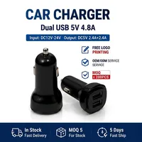 Cargador de Coche Doble USB de 24W con 5V 2.4A Independientes por Puerto, Adaptador Universal para Encendedor de Cigarrillos de 12V 24V para Teléfono, Tableta y Cámara de Coche