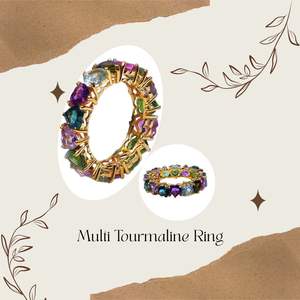 Bague multi-tourmaline en argent sterling 925 de style classique pour mariages - Product Image 4