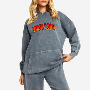 Sudadera con Capucha de Invierno, Estilo Lavado Ácido, Personalizada, de Algodón Orgánico Grueso, para Chicas Universitarias, Talla Grande - Product Image 5