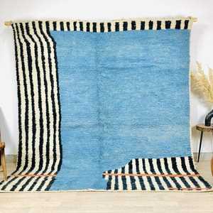 Moroccan Pattern Door <b>Mat</b> Colorful Hand-Knotted Oushak Wool Carpet Organic Boho Organic Cotton Handwoven high quality carpet - Product Image 5