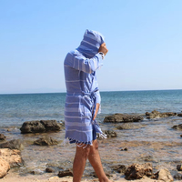 Serviette de plage turque Peshtemal en coton à capuche, séchage rapide, manches longues, colorée, douce, pour femmes et hommes, usage quotidien