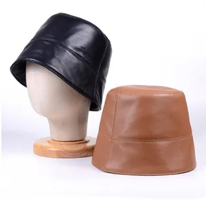 여성용 리얼 가죽 Sunbonnet 낚시 모자 버킷 모자 Cloche 모자/여성용 모자