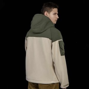 Veste coupe-vent d'hiver en polaire respirante en toile avec col montant et fermeture à glissière pour hommes de grande taille en peau de vache - Product Image 4