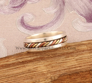 New Circles Handmade 925 Sterling Silver Two Tone <b>Spinner</b> <b>Ring</b> Designer Meditation Band for Wedding and Party - Product Image 3