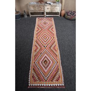 พรมขนาด 2.9x10.7 ฟุต, พรมตุรกีโบราณขนาดเล็ก, พรมขนแกะเฮอร์กีสีรุ้ง - Product Image 1