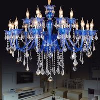Lámpara de Araña Moderna Europea de Cristal Luminoso Azul, Iluminación Interior para Sala de Estar, Dormitorio, Salón de Banquetes, Material de Vidrio, Fuente de Alimentación CA