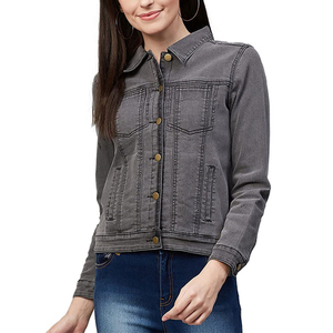 Veste en jean pour femme, dernier style, avec garniture en peau de mouton, 100% coton, respirante et imperméable, best-seller en gros - Product Image 1