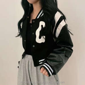 Chaqueta Universitaria Corta de Moda Coreana Vintage para Mujer, Estilo Urbano Holgado, Bordado, Invierno, Chic, Estilo Béisbol, Corta, de Algodón, Cortavientos - Product Image 3