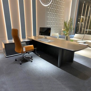 Directly Supplied ML Brand Modern Luxury Brown MDF Modular <b>Office</b> Desk Writing <b>Table</b> Set 3-Year Warranty Boss CEO Manager Home - Product Image 5