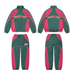 ชุดวอร์ม2ชิ้นสำหรับผู้ชายเสื้อแจ็คเก็ตกันลมสะท้อนแสงทำจากโพลีเอสเตอร์พร้อมโลโก้ด้านหน้ากางเกงขาสั้น - Product Image 4