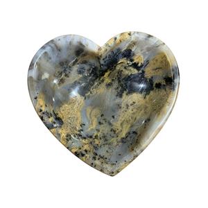 Petite coupelle en cristal de pierre dendritique naturelle en forme de cœur, sculptée, décorative, motif tigre - Product Image 2