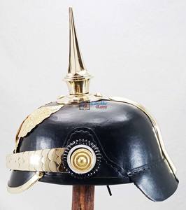 Casco de armadura Pickelhaube de cuero negro prusiano bávaro usable LARP réplica ágata traje de Metal medieval alemán - Product Image 3