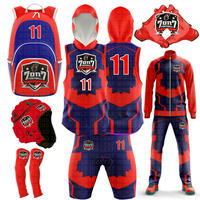 Uniforme de football à drapeau 2F uniforme de compression personnalisé 7V7, design de sublimation de jeu extensible 7 sur 7 maillots, short et ensemble de gants