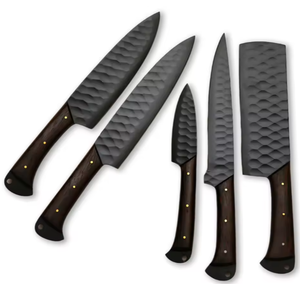 Ensemble de couteaux de chef PRESTIGE BLADES en acier inoxydable ambidextre, cinq pièces, couleur personnalisée, revêtement noir, commande en gros personnalisée - Product Image 5