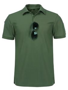 T-shirt de chasse, de camping, de randonnée et de pêche en coton 100% respirant à séchage rapide, tricoté solide, avec col polo - Product Image 2