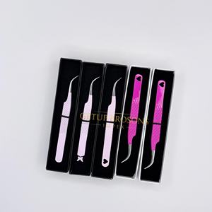 Pince à épiler GETUP BROSONS IMPEX en acier inoxydable blanc/rose, design découpé diamant, anti-magnétique, anti-statique, parfaite pour les cils - Product Image 6