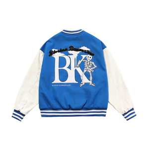 Chaqueta Bomber de Béisbol Vintage para Hombre, Chaqueta Universitaria con Mangas de Cuero y Bordado de Chenilla Personalizado OEM al por Mayor - Product Image 2