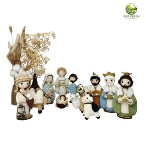 Großhandel Geprägte Plüsch-Häkelfigur Drei Könige Weise Männer Balthazar Puppe Handgefertigte Katholische Krippenfigur Weihnachts-Heimdekoration - Product Image 3