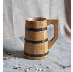 Mug en bois avec poignée, fait à la main, bois naturel, tasse à boire rustique - Product Image 1