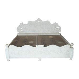 Cama de mármol totalmente decorada de diseño clásico de calidad superior con trabajos de incrustaciones Cama de mármol de piedra natural a la venta - Product Image 2