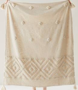 Factory Wholesale Boho <b>Moroccan</b> Tufted Cotton Throw Blanket with Tassels Custom Size <b>Bedding</b> for Winter for Baby's Bed Decor - Product Image 4