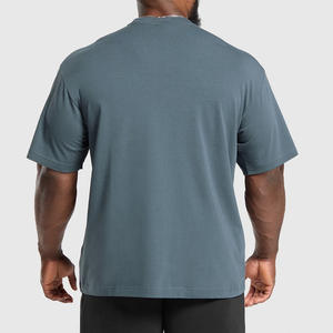 เสื้อยืดผู้ชายผ้าฝ้ายผสมใยไผ่สีพื้นทรงโอเวอร์ไซส์เนื้อหนาสไตล์วินเทจไซส์ใหญ่ระบายอากาศได้ดี - Product Image 2