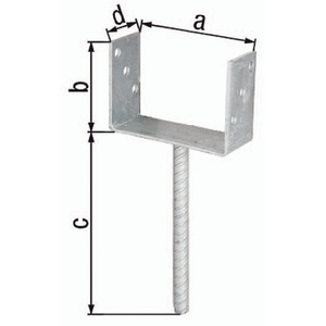 Soporte de poste en forma de U ETA-10/0210 71x100x200x60mm Acero galvanizado en caliente con anclaje de hormigón GAH para cercas, celosías y puertas - Product Image 1