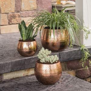 Stylish golden polished planter metal handcrafted <b>decorative</b> accessory for modern homes luxury interiors or outdoor patios - Product Image 1