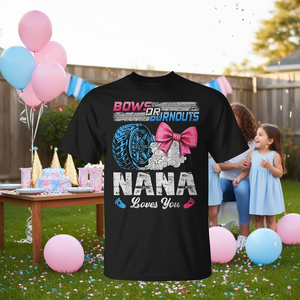 Maglietta Gender Reveal Nana's Favorite Burnouts or Bows per nonne e per mostrare il stile del tuo piccolo! - Product Image 3