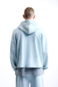 Logo personnalisé 100% coton pull à capuche d'hiver pour hommes pull grande taille surdimensionné avec couleur unie polaire lourde teinte unie - Product Image 2