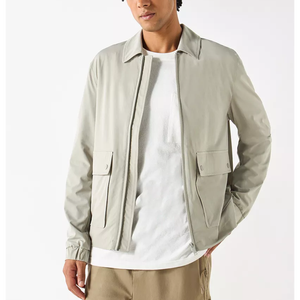 Veste bouffante à capuche sur pied enduite de laine/polyester pour hommes, chasse, fermeture à glissière vintage, motif uni, teint à l'avant, approvisionnement ODM - Product Image 1