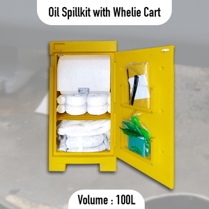 Heavy Duty 100L Oil Spill Response Kit Chemical Absorbent Cart Wheeled Spill Control Bin for Industrial Safety - Product Image 2