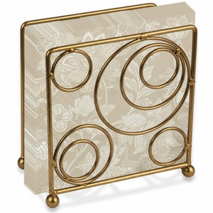 American Style Multi-Purpose Metal Napkin <b>Stand</b> & Holder Gold Color for Home & Office <b>Desktop</b> Organization - Product Image 1