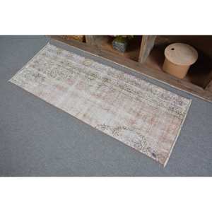 Vintage 2x5ft turc tapis Beige bleu Patchwork laine à la main grande surface Rectangle tapis Latex support pour adolescent chambre décor - Product Image 4